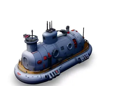 SciFi Hovercraft Exploration Vessel Low-poly 3D model