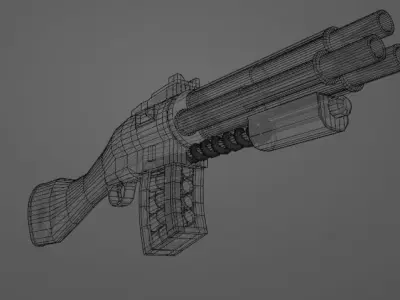 Triple shotgun Free low-poly 3D model