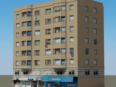 Building apartment Low-poly 3D model buy