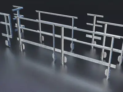 Modular Metal Guardrail Set Low-poly 3D model