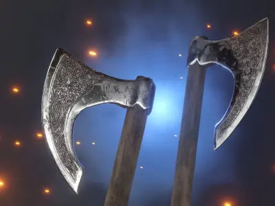 Medieval Viking battle axe Low-poly 3D model