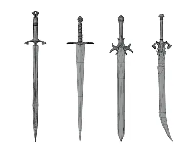 Sword 3D Low poly ready for game asset Free low-poly 3D model