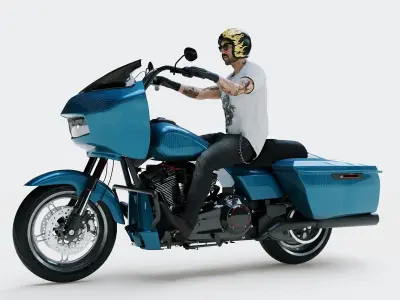 Highly Detailed Character -Touring Motorcycle 3D model