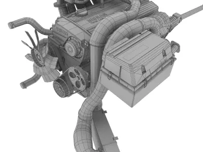 Nissan RB20DET engine Low-poly 3D model