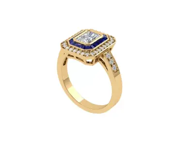 Radiant Art Deco Ring 3D print model 5