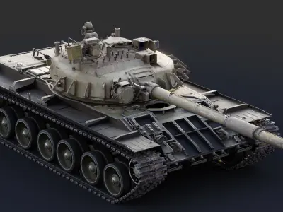 T-80U MBT v32 Low-poly 3D model
