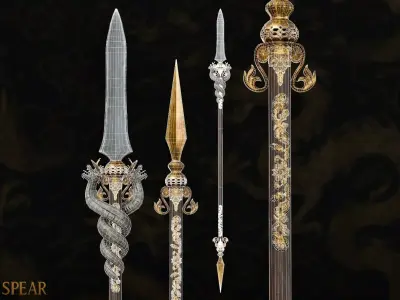 DRAGON SPEAR Low-poly 3D model