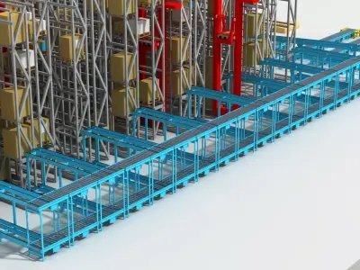 Storage warehouse Low-poly 3D model