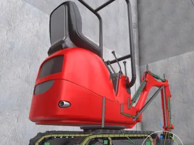  Mini-Excavator and - Rigged and Low-Poly Low-poly 3D model