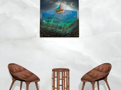 Canvas Art Surreal Aquarium Low-poly 3D model