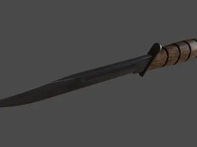 knife 9 with wooden handle Low-poly 3D model