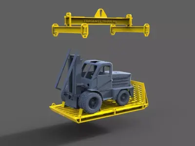 Russian forklift M4045 with transport platform and hoist 3D print model