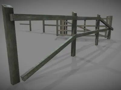 Low poly modular old wooden fence Free low-poly 3D model