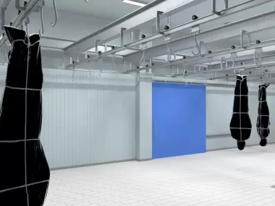 Cold Storage Unit with Hanging Bag for Cadaver 3D model