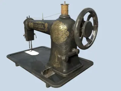 Retro Tailor machine 0001 Low-poly 3D model
