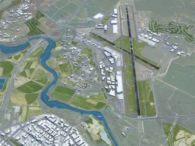 Canberra Airport 10km Low-poly 3D model