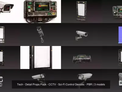 Tech - Detail Props Pack - CCTV - Sci-Fi Control Devices - PBR