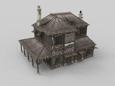Medieval house fantasy 14  Low-poly 3D model