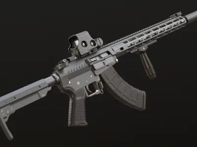 Assault Rifle 762x39 Low-poly 3D model