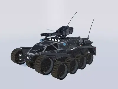 Military Vehicle Tech Turret Low Poly Low-poly 3D model