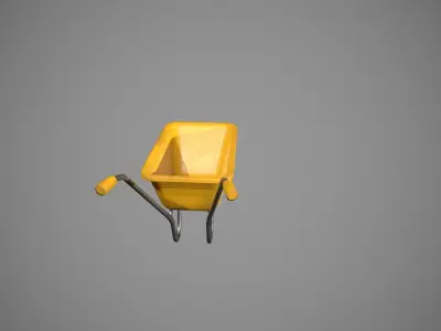 Yellow Wheelbarrow Low-poly 3D model