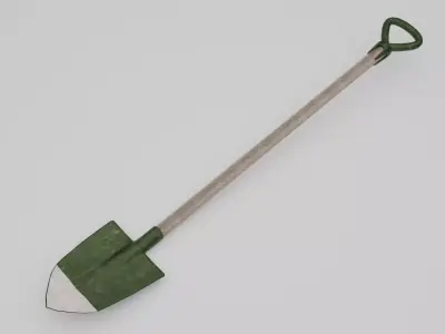 Dirty Green Shovel Free low-poly 3D model