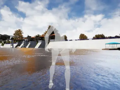 Lake Dam Bendungan Danau Low-poly 3D model