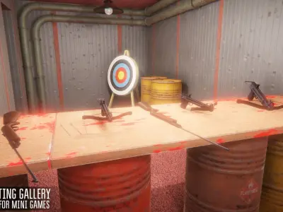 Shooting gallery - props for mini games Low-poly 3D model