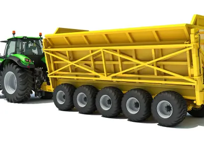 Tractor with Cane Trailer 3D model