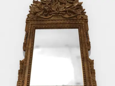 Custom made Antique Hand Carved French Wooden Mirror 3D model