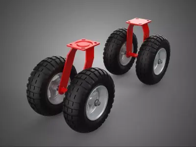 PAIR SET HEAVY DUTY DUAL 2 SWIVEL RIGID FIXED CASTER WHEEL TIRE 3D model