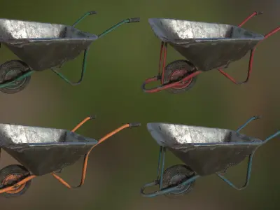 Construction wheelbarrow Low-poly 3D model