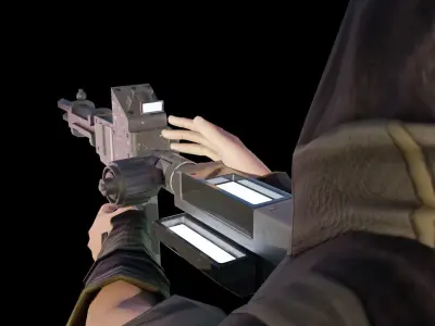 Sci-Fi Gun Low-poly 3D model 9