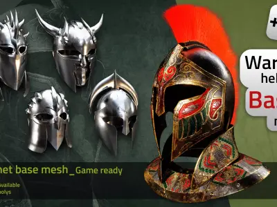 14 Warrior Helmet BASE MESH vol 01 Low-poly 3D model