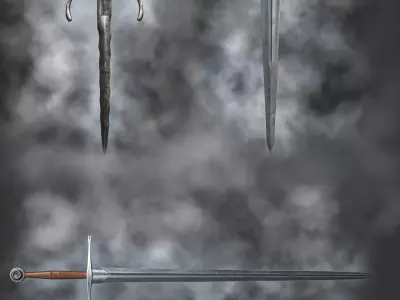 Sword and daggers set for games Low-poly 3D model