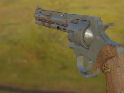 Rusty Old Colt Python 357 mag Revolver Low-poly 3D model