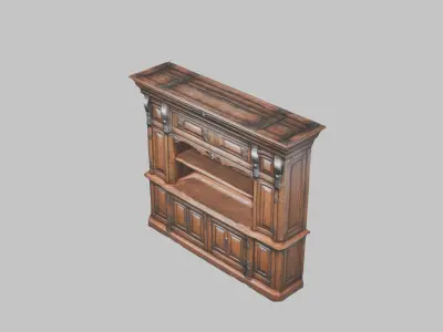 Medieval Wooden cabinet Low-poly 3D model purchase