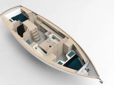 12m Cutter Sailboat 3D model