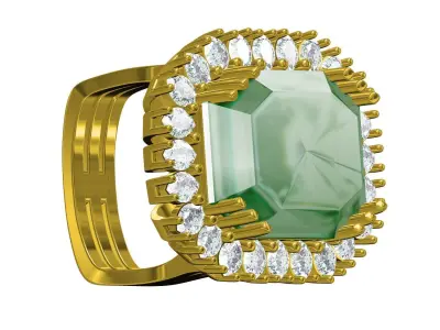 Antique Big Emerald Euro Shank Engagement Ring 3D print model