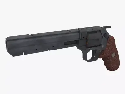revolver Low-poly 3D model 10