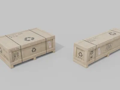 Customizable Wooden Crate Duo - Flat and Narrow 3D model
