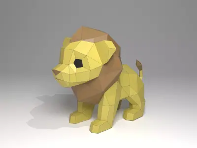 Low Poly Lion 3D Model Low-poly 3D model
