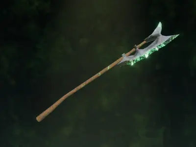 Set of 6 Elemental Battle Axes - Fantasy medieval weapon Low-poly 3D model