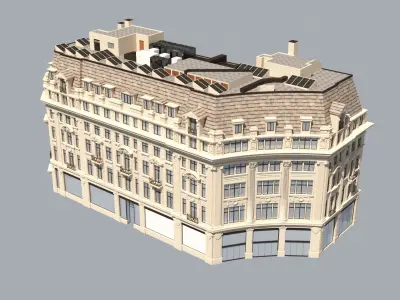 8 European style buildings 3D model