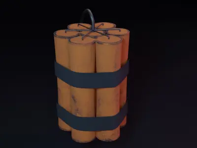 Dynamite Game Ready - Low Poly 3d Model orange Low-poly 3D model
