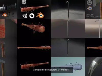 zombie melee weapons 3D Model Pack