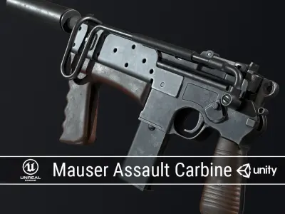 PBR Mauser Pistol Pack Low-poly 3D model