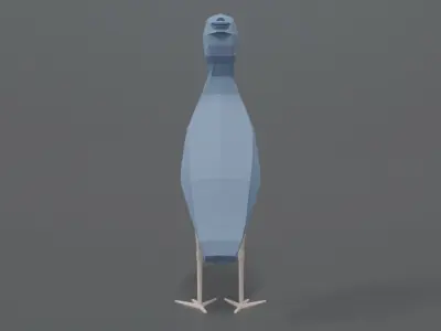 Low Poly Cartoon Shoebill Stork Low-poly 3D model