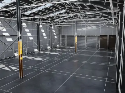 Used Empty Warehouse Interior 8K and 4K Textures Low-poly 3D model