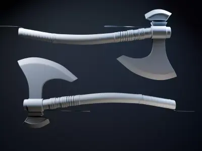 Battle Axe Low-poly 3D model 28